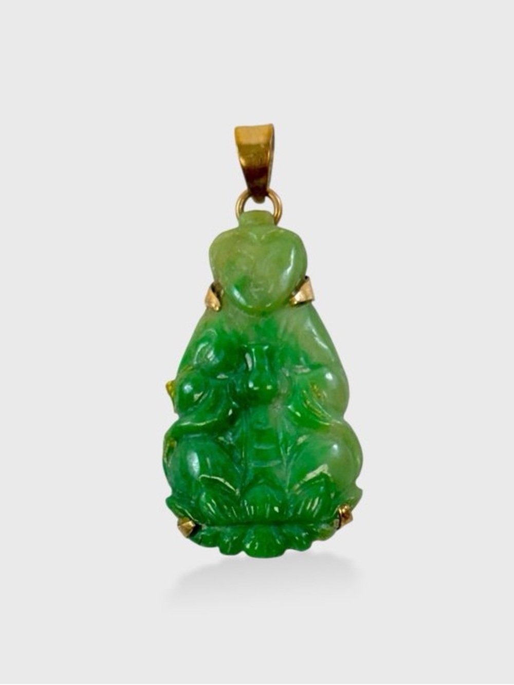 Fine 18K Yellow Gold Hardstone Buddha Pendant